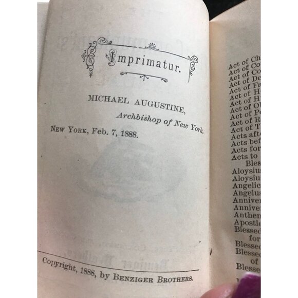 Antique Book The First Communicant's Manual Feb. 7, 1888 Benziger Brother's - Picture 4 of 10